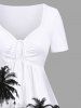 Tenue de Plage Grande Taille Mignon Contrastant Imprimé Cocotier pour la Plage - Blanc 