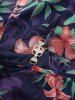 Robe grande taille à imprimé fleurs d'hibiscus, bordure en dentelle, volants tressés, ourlet tulipe, épaules dénudées, coupe haute et basse - Bleu profond 2X | US 18-20