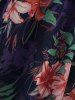 Robe grande taille à imprimé fleurs d'hibiscus, bordure en dentelle, volants tressés, ourlet tulipe, épaules dénudées, coupe haute et basse - Bleu profond 2X | US 18-20