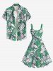 Plus Size Pineapple Tropical Leaves Branch Print Hawaii A Line Tank Dress -  