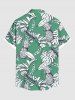 Plus Size Pineapple Tropical Leaves Branch Print Hawaii Button Pocket Shirt For Men -  