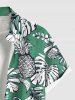 Plus Size Pineapple Tropical Leaves Branch Print Hawaii Button Pocket Shirt For Men -  
