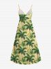 Plus Size Coconut Tree Print Hawaii Ombre Surplice A Line Cami Dress -  