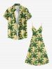 Plus Size Coconut Tree Print Hawaii Ombre Surplice A Line Cami Dress -  