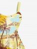 Plus Size Coconut Tree Flowers Seascape Print Hawaii Tank Dress -  