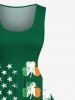 Plus Size St. Patrick's Day Clover Leaf Patriotic American Flag Print 1950s Vintage Dress -  