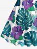 Plus Size Tropical Leaf Flower Print Hawaii 1950s Vintage Dress -  