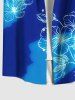 Plus Size Flower Leaf Colorblock Print Buttons Pocket Hawaii Shirt For Men -  