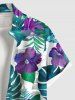 Plus Size Tropical Leaf Flower Print Buttons Pocket Hawaii Shirt For Men -  