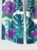 Plus Size Tropical Leaf Flower Print Buttons Pocket Hawaii Shirt For Men -  