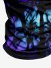 Plus Size Turn-down Collar Coconut Tree Tie Dye Ombre Sky Print Half Zipper Hawaii Polo Shirt For Men -  