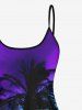 Haut de Tankini Hawaïen Ajustable Ombré Arbre de Noix de Coco Imprimé - Pourpre  6X