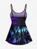 Haut de Tankini Hawaïen Ajustable Ombré Arbre de Noix de Coco Imprimé - Pourpre  6X