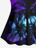 Haut de Tankini Hawaïen Ajustable Ombré Arbre de Noix de Coco Imprimé - Pourpre  6X