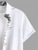 Chemise Rayée Imprimée Florale avec Poches Grande Taille pour Homme - Noir S