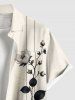 Chemise hawaïenne grande taille à imprimé floral, feuilles, branches, dégradé, colorblock, bouton et poche pour homme - Noir S
