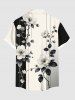 Chemise hawaïenne grande taille à imprimé floral, feuilles, branches, dégradé, colorblock, bouton et poche pour homme - Noir 3XL