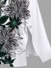 Robe Mi-Longue Linge A Rayée Fleurie Imprimée de Grande Taille avec Poche - Blanc 6X