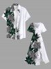 Robe Mi-Longue Linge A Rayée Fleurie Imprimée de Grande Taille avec Poche - Blanc 6X