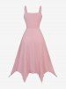 Plus Size Rose Flower Lace Panel Lace-up Ruffles Layered Asymmetrical Tank Cottagecore Dress -  