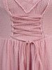 Plus Size Rose Flower Lace Panel Lace-up Ruffles Layered Asymmetrical Tank Cottagecore Dress -  