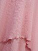 Plus Size Rose Flower Lace Panel Lace-up Ruffles Layered Asymmetrical Tank Cottagecore Dress -  