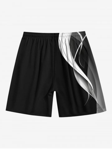 Curved Line Colorblock Print Plus Size Matching Hawaii Beach Outfit For Couples