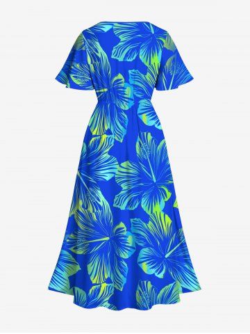 Tropical Hibiscus Flower Print Plus Size Matching Hawaii Beach Outfit For Couples