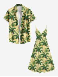 Coconut Tree Print Plus Size Matching Hawaii Beach Outfit For Couples -  