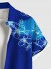 Tenue de Plage Contrastante Imprimé Feuilles et Fleurs Grande Taille pour Couples - Bleu 