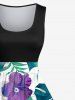 Tropical Leaf Flower Print Plus Size Matching Hawaii Beach Outfit For Couples -  