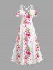 Tropical Leaf Flowers Print Plus Size Matching Hawaii Beach Outfit For Couples -  