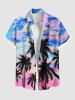 Colorful Sky Coconut Tree Oil Painting Print Plus Size Matching Hawaii Beach Outfit For Couples -  