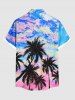 Colorful Sky Coconut Tree Oil Painting Print Plus Size Matching Hawaii Beach Outfit For Couples -  