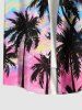 Colorful Sky Coconut Tree Oil Painting Print Plus Size Matching Hawaii Beach Outfit For Couples -  