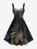 Robe Débardeur Hawaïen à Imprimé Feuilles Tropicales Grande-Taille - Noir 1X
