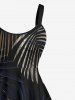 Robe Débardeur Hawaïen à Imprimé Feuilles Tropicales Grande-Taille - Noir 1X