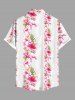 Plus Size Tropical Leaf Flowers Print Buttons Pocket Hawaii Shirt For Men -  