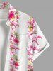 Plus Size Tropical Leaf Flowers Print Buttons Pocket Hawaii Shirt For Men -  
