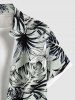 Plus Size Tropical Leaf Flower Print Buttons Pocket Hawaii Shirt For Men -  