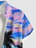 Chemise Décontractée Cocotier Peinture à L'Huile Colorée Grande Taille avec Poche - Multi-A M