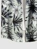 Plus Size Tropical Leaf Flower Print Buttons Pocket Hawaii Shirt For Men -  
