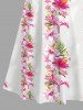 Plus Size Tropical Leaf Flowers Print Cold Shoulder Crisscross Hawaii Maxi Dress -  