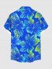 Plus Size Tropical Hibiscus Flower Print Buttons Pocket Hawaii Shirt For Men -  