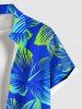 Plus Size Tropical Hibiscus Flower Print Buttons Pocket Hawaii Shirt For Men -  