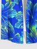 Plus Size Tropical Hibiscus Flower Print Buttons Pocket Hawaii Shirt For Men -  