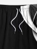 Plus Size Ombre Curve Print Hawaii Drawstring Beach Shorts For Men -  