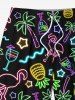 Plus Size Glitter Neon Light Coconut Tree Flamingo Pineapple Star Juice Print Hawaii Drawstring Beach Shorts For Men -  