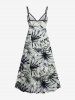 Plus Size Tropical Leaf Flower Print Surplice Hawaii Cami Dress -  