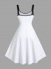 Plus Size Skull Sea Wave Surfer Coconut Tree Sun Scythe Print Hawaii A Line Tank Dress -  